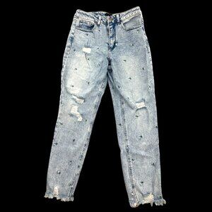 Material Girl Daisy Distressed Mom Jeans